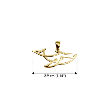 Whale Minimal One Line Solid Gold Pendant GPD6368